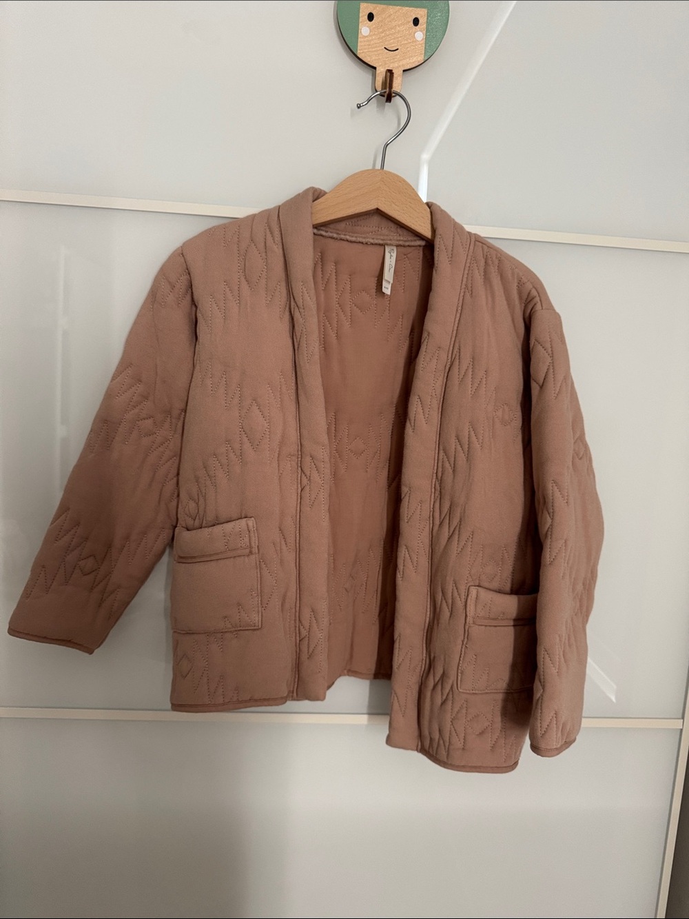 Kids Rylee & Cru Quilted Open-Front Jacket in Dusty Rose size 6-7y